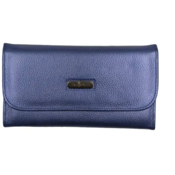 Periwinkle Convertible Leather Backpack with matching tri fold wallet - Picture 6 of 12